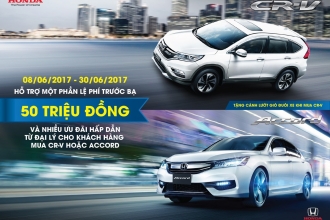 Khuyến mại dành cho khách hàng mua Honda CR-V và Honda Accord trong tháng 06/2017